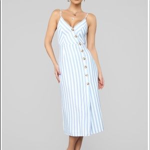Striped white & blue fashion nova dress